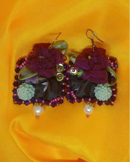 Šité dizajnové náušnice "Sen Seychel"